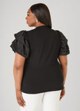Ruffled Embellished Jersey Tee