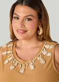 Marbled Bead Stretch Crepe Top