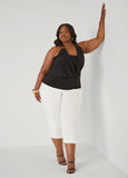 Embellished Cowl Neck Halter Top