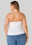 Embellished Cowl Neck Halter Top