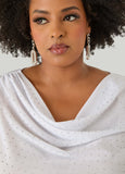 Crystal Cowl Neck Mesh Top
