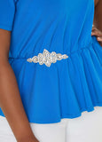 Crystal Appliqued Peplum Top