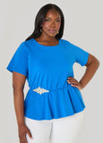 Crystal Appliqued Peplum Top