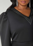 Stone Embellished Peplum Top