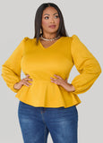 Puff Sleeved Peplum Top