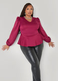 Puff Sleeved Peplum Top