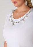 Crystal Necklace Knotted Tee