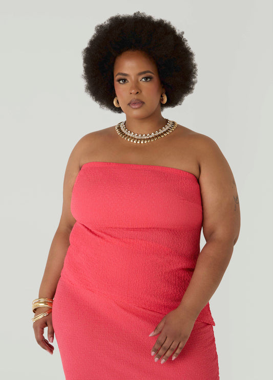 Textured Asymmetric Tube Top