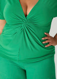 Knotted V Neck Top
