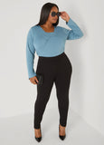 Gathered Textured Knit Top
