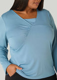 Gathered Textured Knit Top