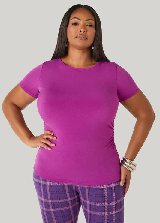 Ruched Stretch Knit Tee