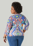 Embellished Printed Mesh Top