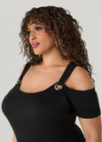Grommet Cold Shoulder Top