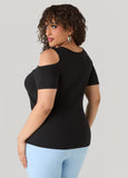 Grommet Cold Shoulder Top
