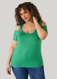 Grommet Cold Shoulder Top