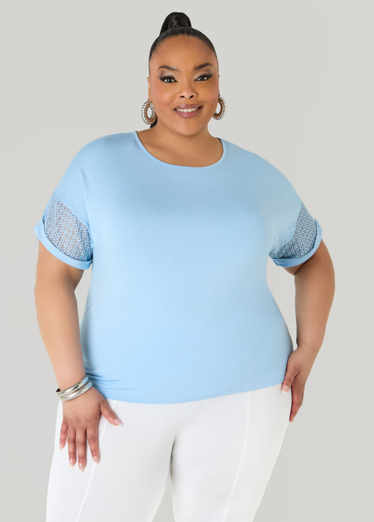 Crochet Paneled T Shirt