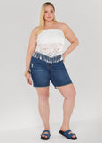 Fringed Floral Lace Tube Top