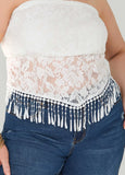 Fringed Floral Lace Tube Top