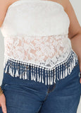 Fringed Floral Lace Tube Top