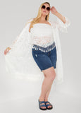 Fringed Floral Lace Tube Top