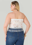 Fringed Floral Lace Tube Top