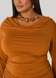 Draped Neck Stretch Knit Top