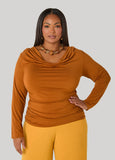 Draped Neck Stretch Knit Top