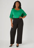 Ruffle Sleeve Stretch Knit Tee