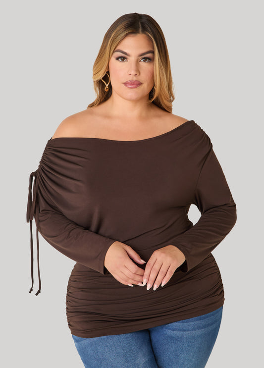 Ruched Boat Neck Tunic