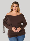 Ruched Boat Neck Tunic
