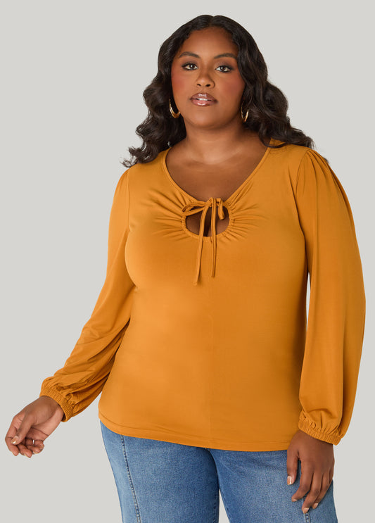 Tie Front Cutout Top
