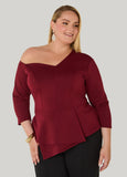 One Shoulder Scuba Peplum Top