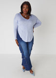 Slub Knit V Neck Top