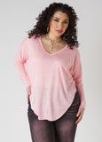 Slub Knit V Neck Top