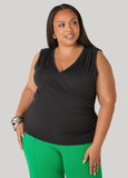 Ruched Faux Wrap Top