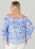 Off The Shoulder Tile Print Top