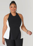 Two Tone Peplum Halter Top