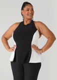 Two Tone Peplum Halter Top