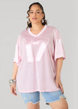 Plus Size Mesh Jersey Trendy Stretch Satin Sheer Jersey Top