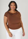 Plus Size Short Sleeve Top Cowl Neck Everyday Knit Top Styles