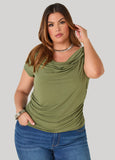 Ruched Cowl Neck Top