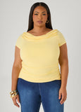 Ruched Cowl Neck Top