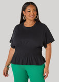 Shirred Waist Cotton Jersey Tee