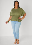 Shirred Waist Cotton Jersey Tee