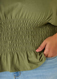 Shirred Waist Cotton Jersey Tee