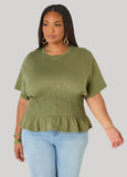 Shirred Waist Cotton Jersey Tee