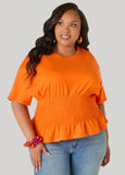 Shirred Waist Cotton Jersey Tee