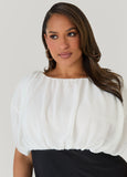 Two Tone Draped Mesh Top