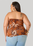 Leaf Print Cutout Tube Top